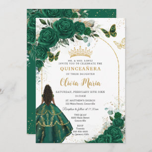 Quinceañera Emerald Green Floral Brown Princess Kaart