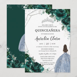 Quinceañera Emerald Green Floral Kaart