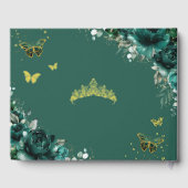 QUINCEAÑERA Emerald Green Floral Papillons Rose (Verso)