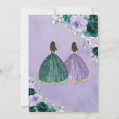 Quinceañera Emerald Green Lila Floral Twins Kaart (Achterkant)