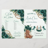 Quinceañera Emerald Groen Bloemen Charro Programma (Voorkant)