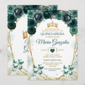 Quinceañera Emerald Groene Mexicaanse Vlinder Kaart (Voorkant / Achterkant)