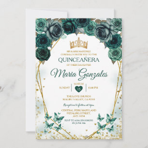 Quinceañera Emerald Groene Mexicaanse Vlinder Kaart