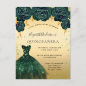 Quinceanera émeraude or vert invitation robe (Devant)