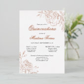 Quinceanera en Mass Elegant Botanical Roos Gold Folie Uitnodiging (Staand Voorkant)