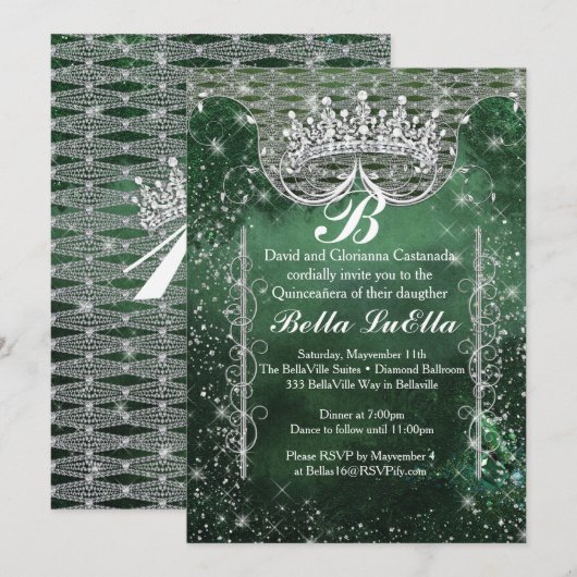 Quinceañera et Sweet 16 Invitations de fête (Devant / Derrière)