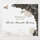 Quinceañera Étiquette Champagne Bouteille Noir & O (Étiquettes simples)