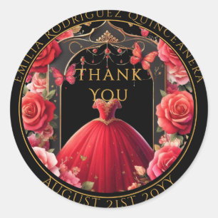 Quinceanera Favoriet Geschenken Rode Rozen Jurk Da Ronde Sticker