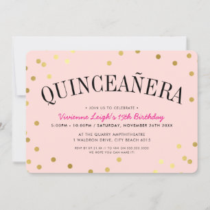 QUINCEAÑERA FEEST luxe gouden confetti vlekken roz Kaart