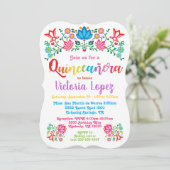 Quinceañera Fiesta Birthday Party folkart bloemen Kaart (Staand voorkant)