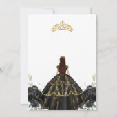Quinceanera Floral Black Gold Invitation (Dos)