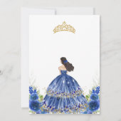 Quinceanera Floral Blue Gold Invitation (Dos)