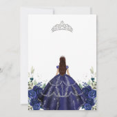 Quinceanera Floral Blue Silver Invitation (Dos)