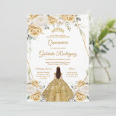 Quinceanera Floral Gold Invitation (Debout devant)