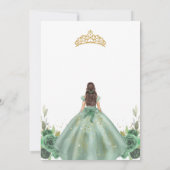 Quinceanera Floral Green Gold Invitation (Dos)
