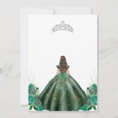 Quinceanera Floral Green Silver Invitation (Dos)