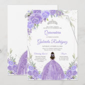 Quinceanera Floral Invitation (Devant / Derrière)