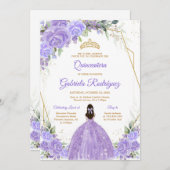 Quinceanera Floral Invitation (Devant / Derrière)