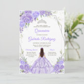 Quinceanera Floral Invitation Kaart (Staand voorkant)