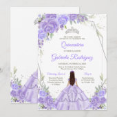 Quinceanera Floral Invitation Kaart (Voorkant / Achterkant)