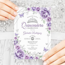 Quinceanera Floral Lila Paarse Zilver