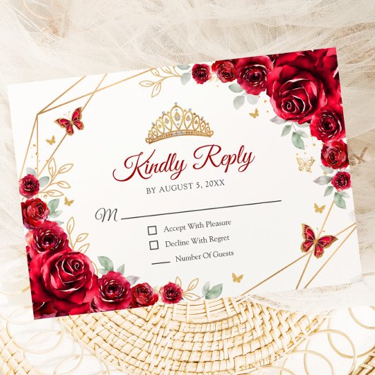 Quinceanera Floral Or Rouge Réponse