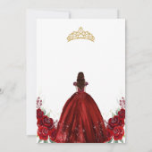 Quinceanera Floral Red Rose Gold Invitation (Dos)