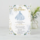 Quinceanera florale bleu Invitation bilingue (Debout devant)