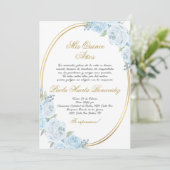 Quinceanera florale bleue invitation en espagnol (Debout devant)