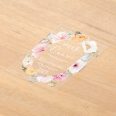 Quinceanera Florale Rose Invitation Acrylique (Poser)