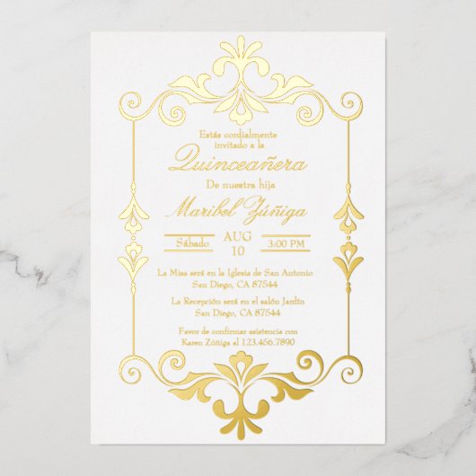 Quinceañera folie uitnodiging (Voorkant)