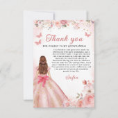 Quinceañera Foto Blush Roze Roos Bloemen Dank u Bedankkaart (Voorkant)