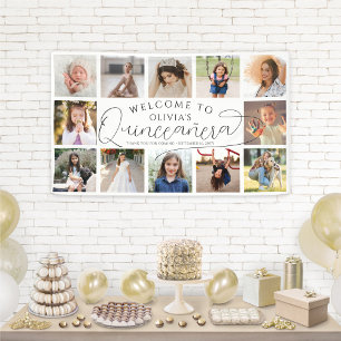 Quinceañera Fotocollage 15e Verjaardag Welkom Spandoek