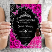 Quinceanera Fuchsia Roze Zwart Kaart