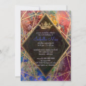 Quinceanera/Galaxy/Neon Paars/Princess/Kroon Kaart (Achterkant)