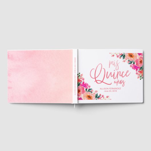 Quinceanera Gastboek Hot Pink Floral Gastenboek (Volledig)