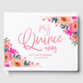 Quinceanera Gastboek Hot Pink Floral Gastenboek (Voorkant)