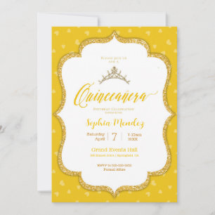 Quinceanera - Geel en gouden harten Kaart