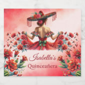 Quinceañera gepersonaliseerd mooi rood sparkling wijnetiket (Enkel label)