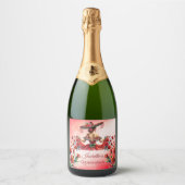 Quinceañera gepersonaliseerd mooi rood sparkling wijnetiket (Voorkant)