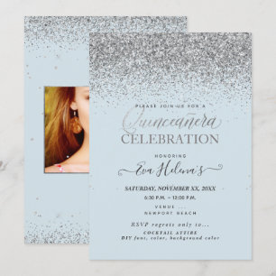 Quinceañera, geschreven in de Star, DIY Dusty Blue Kaart