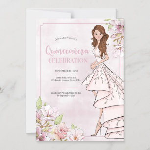 Quinceañera Glamor Girl Invitation magnétique
