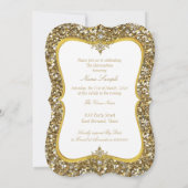 Quinceanera Glitter Gold White Pearl Tiara Invite Kaart (Achterkant)