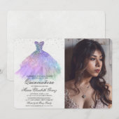 Quinceanera Glitter Jurk Diamond Foto Uitnodiging (Voorkant / Achterkant)