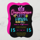 QUINCEAÑERA Glow-feest Neon feest uitnodiging (Voorkant / Achterkant)