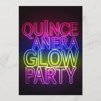 Quinceanera GLOW PARTIJ Birthday Uitnodiging