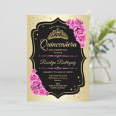 Quinceanera - Gold Black Roze Kaart (Staand voorkant)