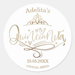 Quinceañera gold effect 15e verjaardag ronde sticker