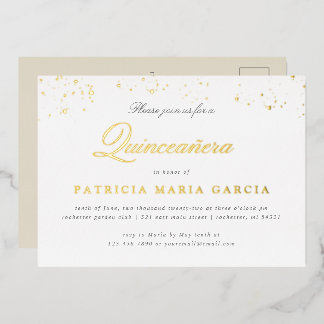 Quinceanera Gold folie briefkaart uitnodiging