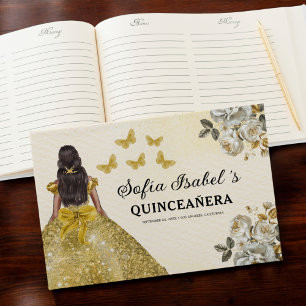 Quinceañera Gold Princess Bloemenvlinders Gastenboek